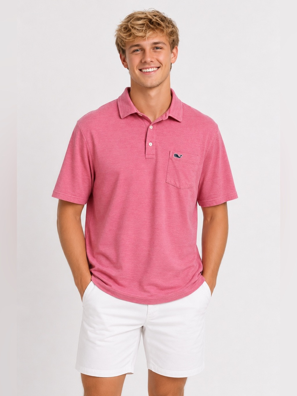 Vineyard Vines Men’s Polo Shirt Size Large Light Red to darker pink color